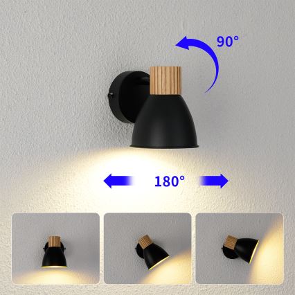 Brilagi - Sieninis taškinis šviestuvas ODENSE 1xE14/10W/230V mediena/juoda
