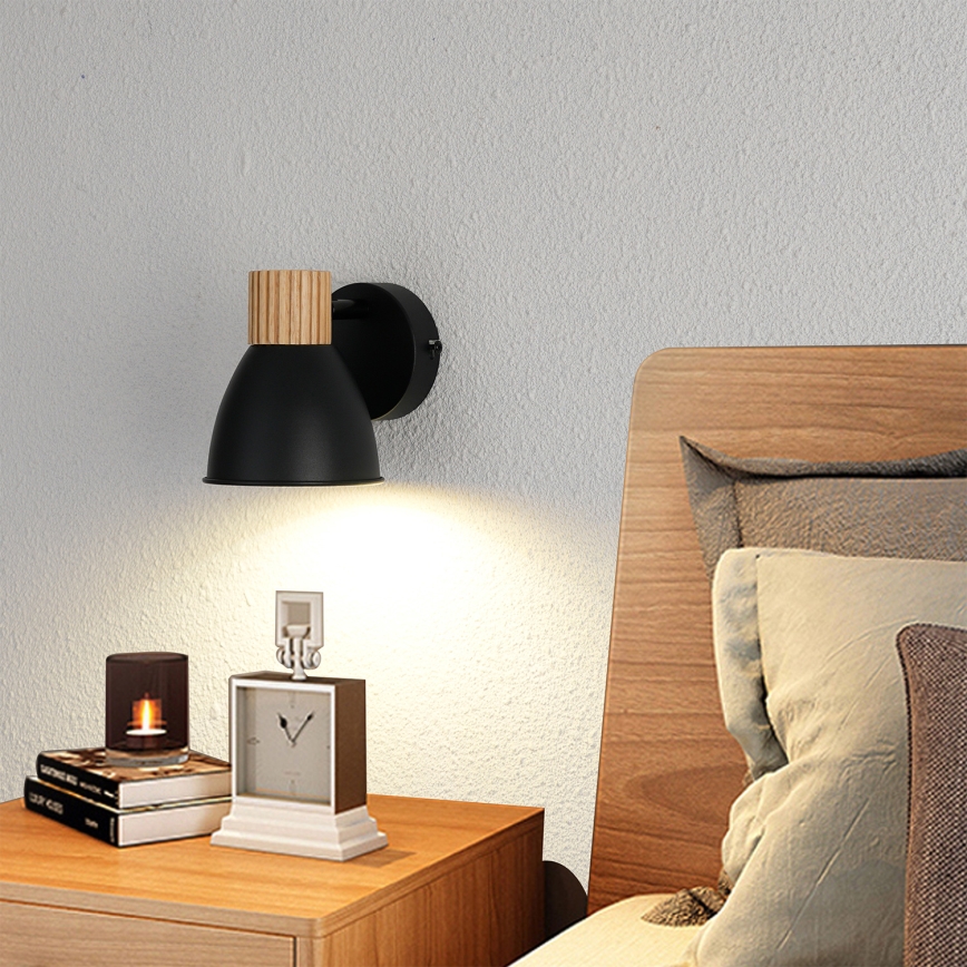 Brilagi - Sieninis taškinis šviestuvas ODENSE 1xE14/10W/230V mediena/juoda