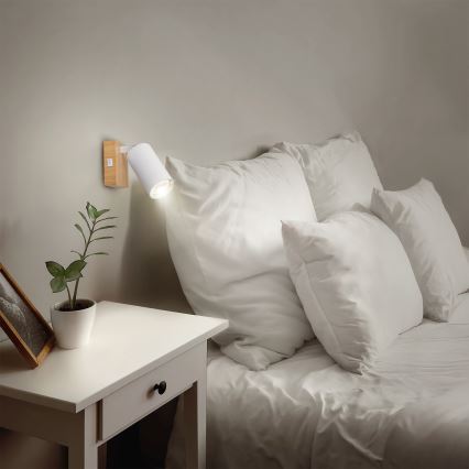 BRILAGI - Sieninis taškinis šviestuvas su jungikliu SELE 1xGU10/30W/230V balta/ąžuolo dekoras