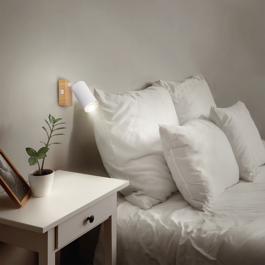 BRILAGI - Sieninis taškinis šviestuvas su jungikliu SELE 1xGU10/30W/230V balta/ąžuolo dekoras