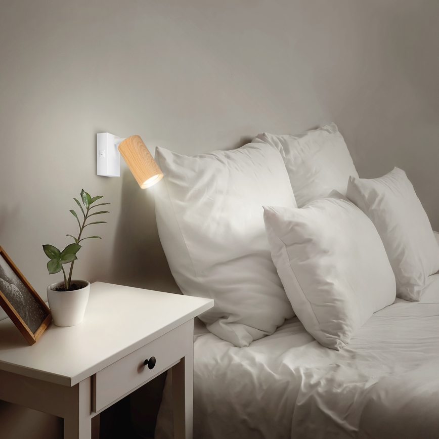 BRILAGI - Sieninis taškinis šviestuvas su jungikliu SELE 1xGU10/30W/230V balta/ąžuolo dekoras