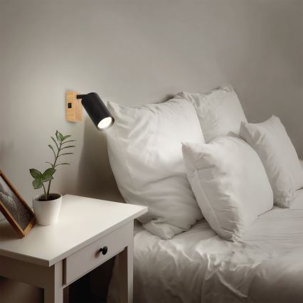 Brilagi - Sieninis taškinis šviestuvas SELE 1xGU10/30W/230V juodas/ąžuolo dekoras