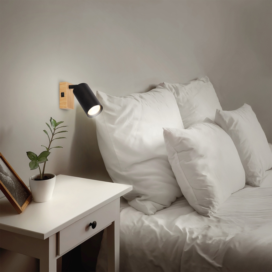 Brilagi - Sieninis taškinis šviestuvas SELE 1xGU10/30W/230V juodas/ąžuolo dekoras