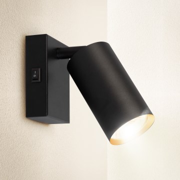 Brilagi - Sieninis taškinis šviestuvas su jungikliu SELE 1xGU10/30W/230V juodas/auksinis