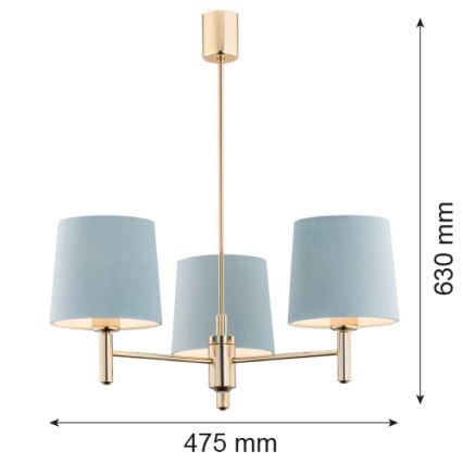 Brilagi - Sietynas ant strypo MONTE 3xE27/15W/230V mėlynas/auksinis