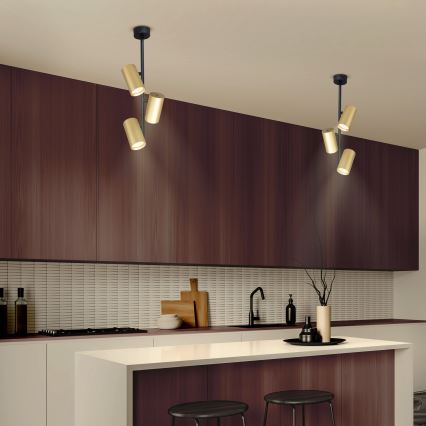 Brilagi - Sietynas ant stulpo SELE VERTICAL 3xGU10/30W/230V juoda/auksas
