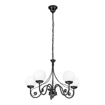 Brilagi - Sietynas, kabinamas ant grandinės COTTAGE 5xG9/40W/230V juoda/balta