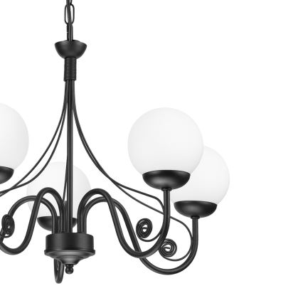 Brilagi - Sietynas, kabinamas ant grandinės COTTAGE 5xG9/40W/230V juoda/balta