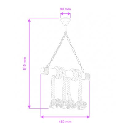 Brilagi - Sietynas, kabinamas ant grandinės KOS 4xE27/60W/230V bukas