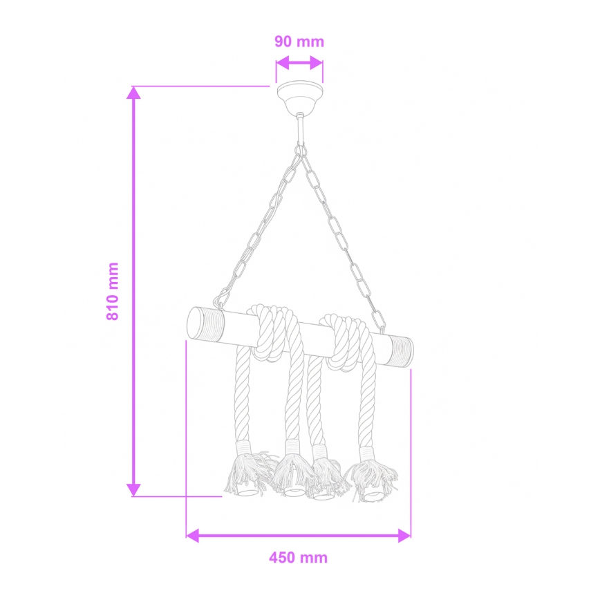 Brilagi - Sietynas, kabinamas ant grandinės KOS 4xE27/60W/230V bukas