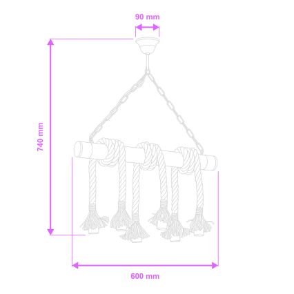 Brilagi - Sietynas, kabinamas ant grandinės KOS 6xE27/60W/230V bukas