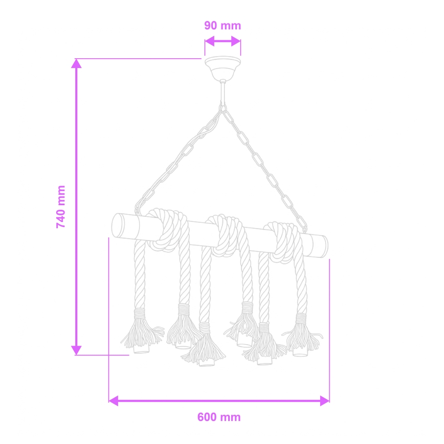 Brilagi - Sietynas, kabinamas ant grandinės KOS 6xE27/60W/230V bukas