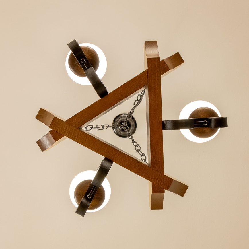 Brilagi - Sietynas, kabinamas ant grandinės QUEEN 3xE14/40W/230V bukas/graikinis riešutas