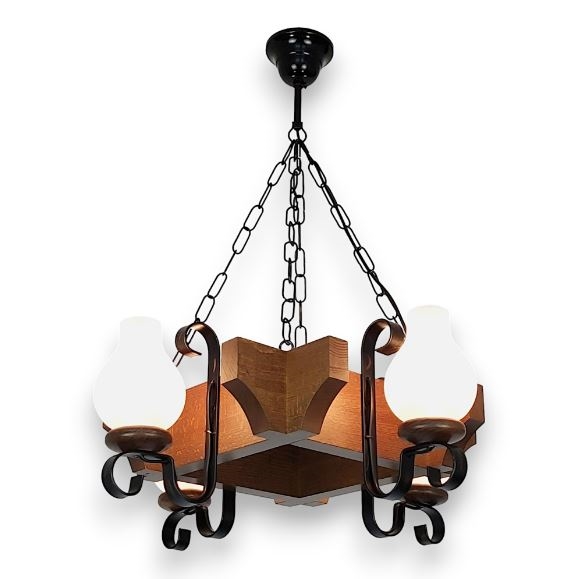 Brilagi - Sietynas, kabinamas ant grandinės QUEEN 4xE14/40W/230V bukas/graikinis riešutas