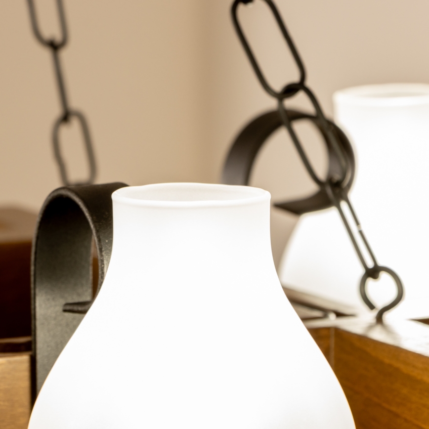 Brilagi - Sietynas, kabinamas ant grandinės QUEEN 4xE14/40W/230V bukas/graikinis riešutas