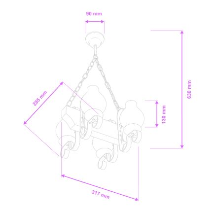Brilagi - Sietynas, kabinamas ant grandinės QUEEN 4xE14/40W/230V bukas