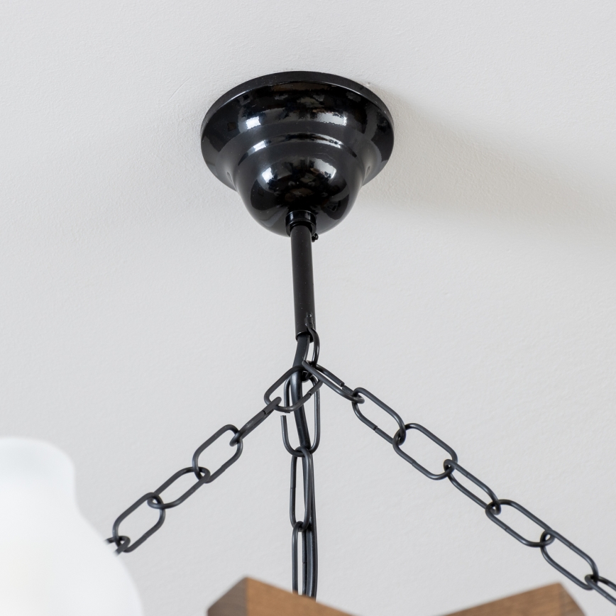 Brilagi - Sietynas, kabinamas ant grandinės QUEEN 6xE14/40W/230V bukas/graikinis riešutas