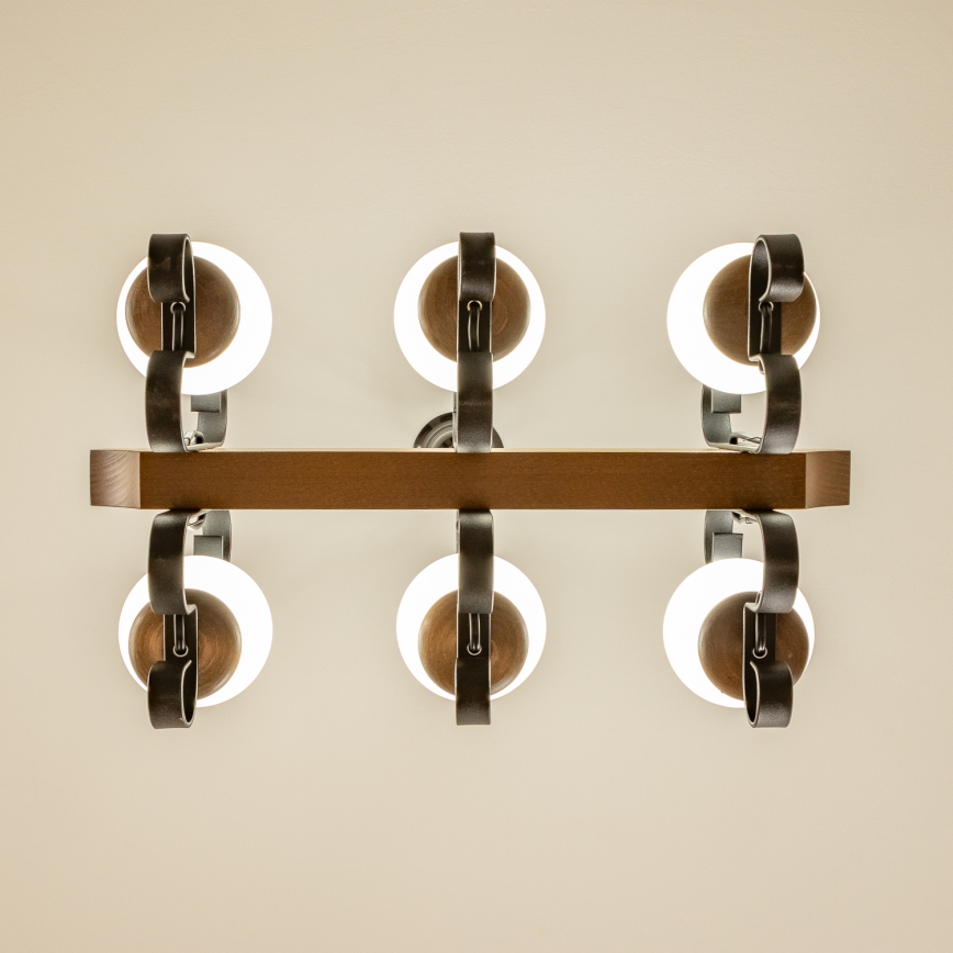 Brilagi - Sietynas, kabinamas ant grandinės QUEEN 6xE14/40W/230V bukas/graikinis riešutas