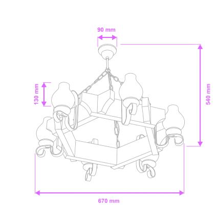 Brilagi - Sietynas, kabinamas ant grandinės QUEEN 6xE14/40W/230V bukas