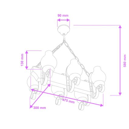 Brilagi - Sietynas, kabinamas ant grandinės QUEEN 6xE14/40W/230V bukas