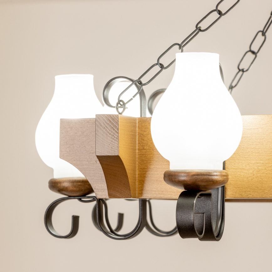 Brilagi - Sietynas, kabinamas ant grandinės QUEEN 8xE14/40W/230V bukas/graikinis riešutas