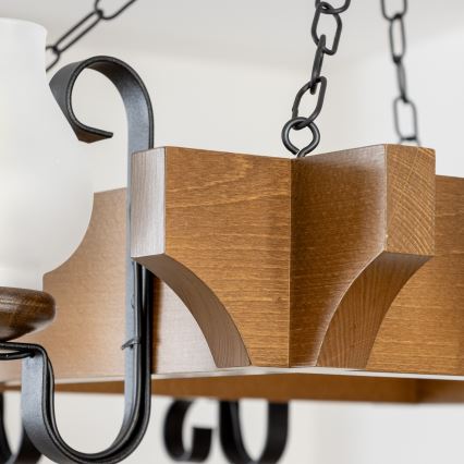 Brilagi - Sietynas, kabinamas ant grandinės QUEEN 8xE14/40W/230V bukas/graikinis riešutas