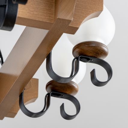 Brilagi - Sietynas, kabinamas ant grandinės QUEEN 8xE14/40W/230V bukas/graikinis riešutas