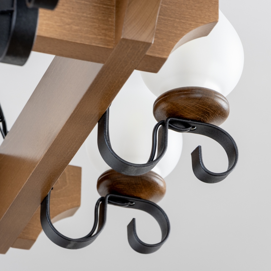 Brilagi - Sietynas, kabinamas ant grandinės QUEEN 8xE14/40W/230V bukas/graikinis riešutas