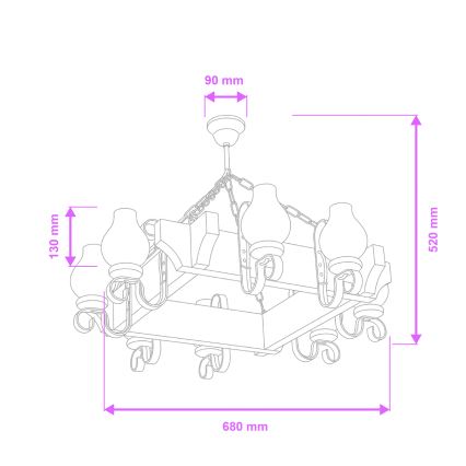 Brilagi - Sietynas, kabinamas ant grandinės QUEEN 8xE14/40W/230V bukas