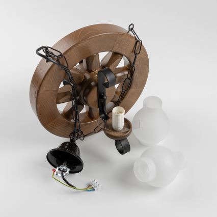 Brilagi - Sietynas, kabinamas ant grandinės ROATA 2xE14/40W/230V bukas/graikinis riešutas