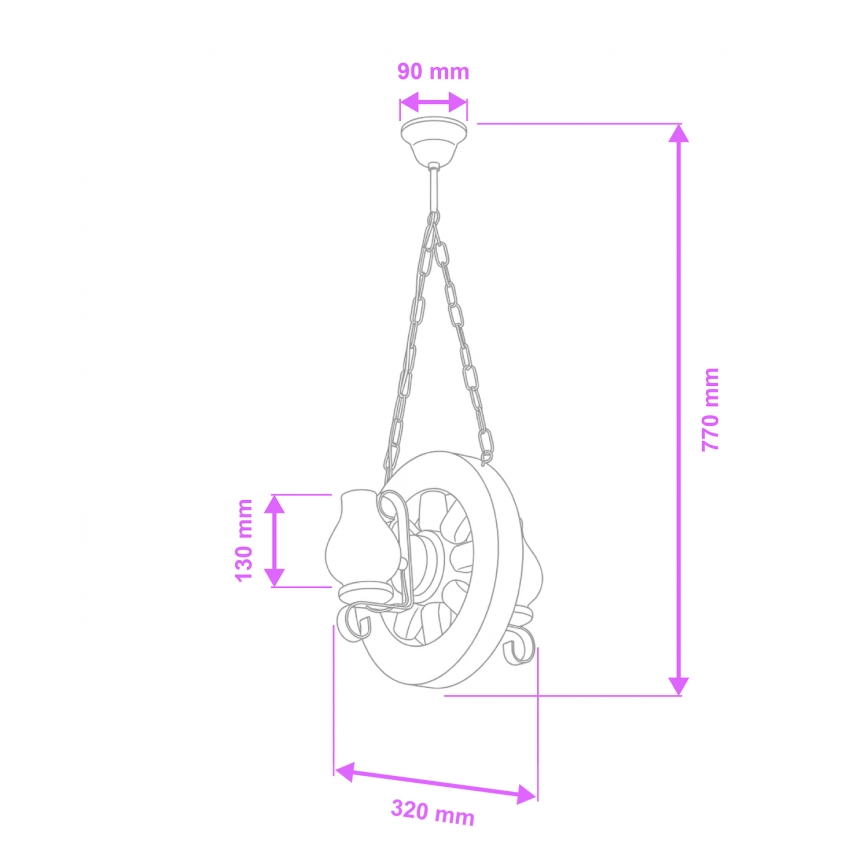 Brilagi - Sietynas, kabinamas ant grandinės ROATA 2xE14/40W/230V bukas