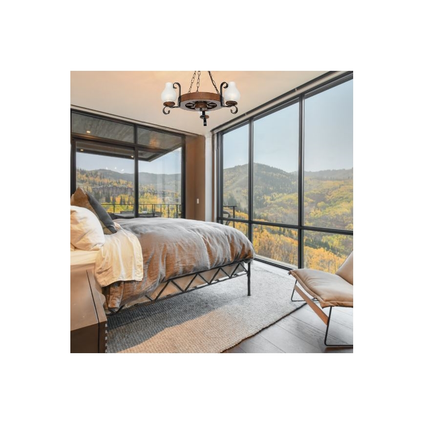 Brilagi - Sietynas, kabinamas ant grandinės ROATA 3xE14/40W/230V bukas/graikinis riešutas