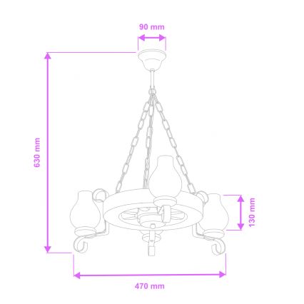 Brilagi - Sietynas, kabinamas ant grandinės ROATA 3xE14/40W/230V bukas