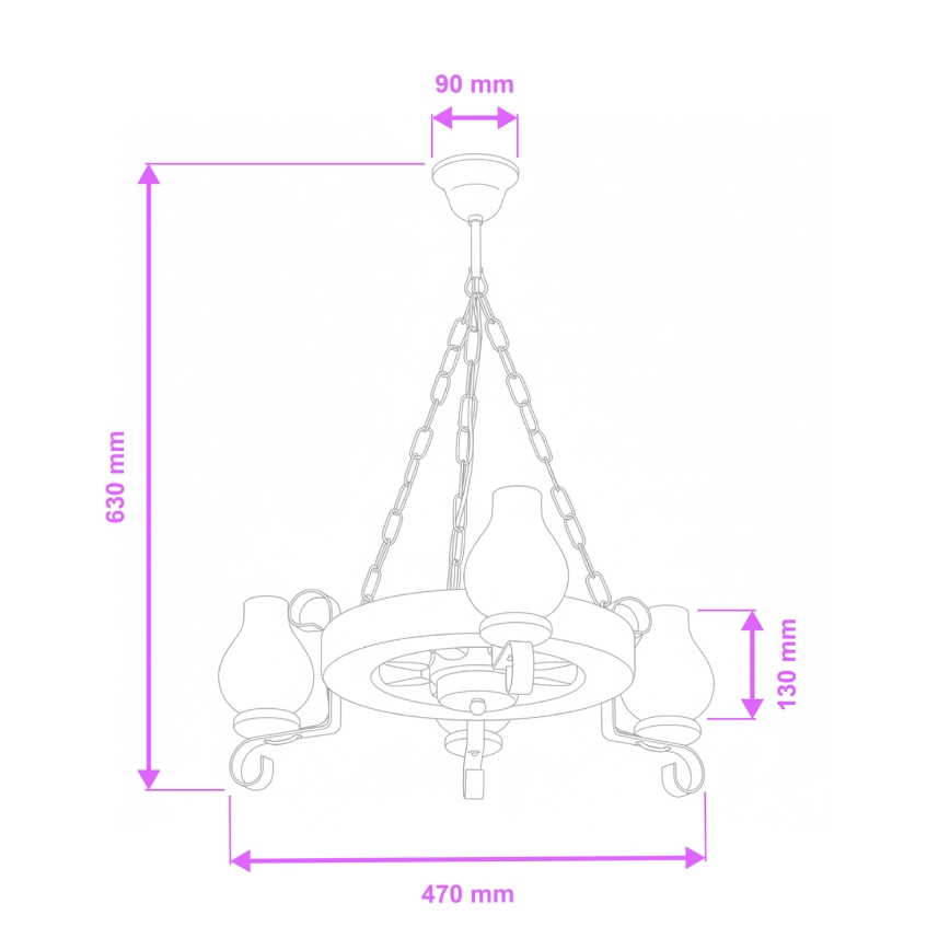Brilagi - Sietynas, kabinamas ant grandinės ROATA 3xE14/40W/230V bukas
