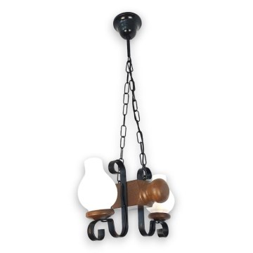 Brilagi - Sietynas, kabinamas ant grandinės RUSTIC 2xE14/40W/230V bukas/graikinis riešutas