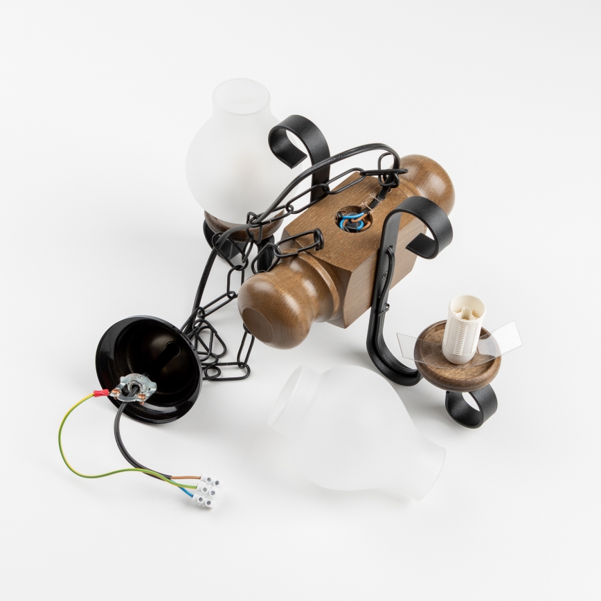 Brilagi - Sietynas, kabinamas ant grandinės RUSTIC 2xE14/40W/230V bukas/graikinis riešutas