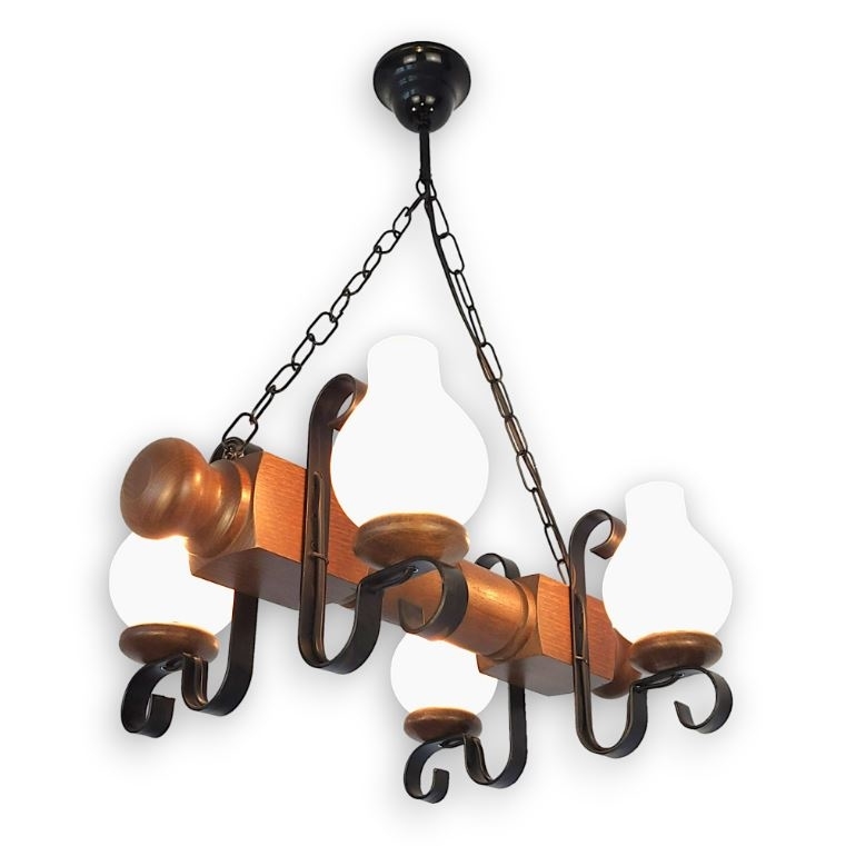 Brilagi - Sietynas, kabinamas ant grandinės RUSTIC 4xE14/40W/230V bukas/graikinis riešutas