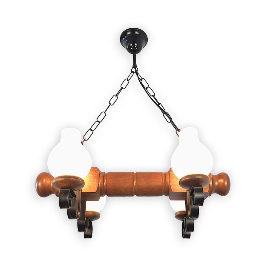 Brilagi - Sietynas, kabinamas ant grandinės RUSTIC 4xE14/40W/230V bukas/graikinis riešutas