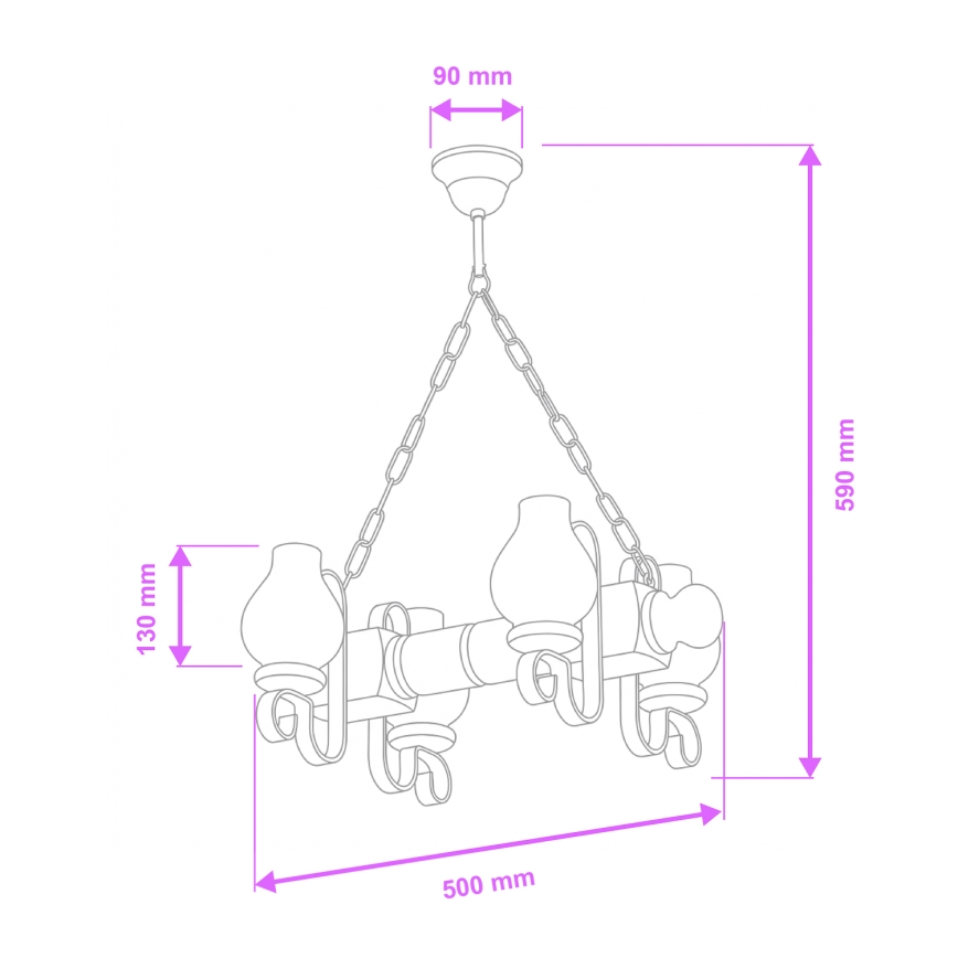Brilagi - Sietynas, kabinamas ant grandinės RUSTIC 4xE14/40W/230V bukas