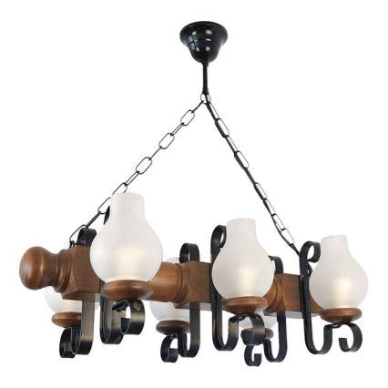 Brilagi - Sietynas, kabinamas ant grandinės RUSTIC 6xE14/40W/230V bukas/graikinis riešutas