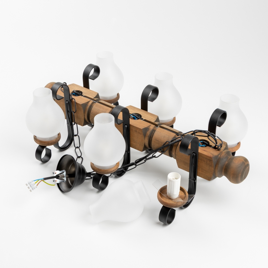 Brilagi - Sietynas, kabinamas ant grandinės RUSTIC 6xE14/40W/230V bukas