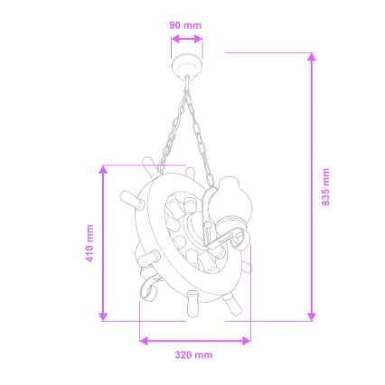Brilagi - Sietynas, kabinamas ant grandinės TIMONA 2xE14/40W/230V bukas/graikinis riešutas