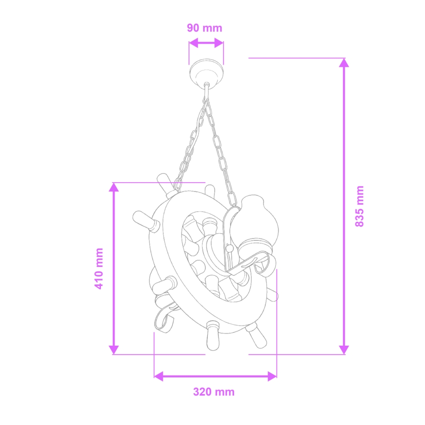 Brilagi - Sietynas, kabinamas ant grandinės TIMONA 2xE14/40W/230V bukas/graikinis riešutas