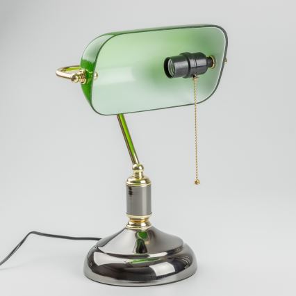 Brilagi - Stalinė lempa BANK OFFICE 1xE27/60W/230V juoda/auksinė/žalia