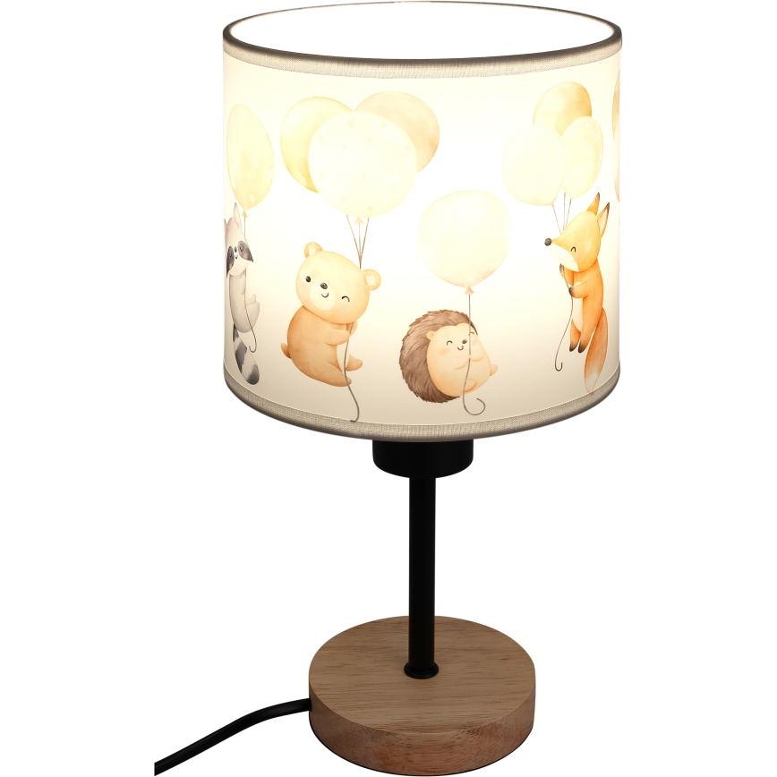 BRILAGI - Vaikiška stalinė lempa BOBO WOOD 1xE27/25W/230V ąžuolas/juoda/balta/gyvūnėliai