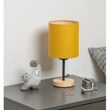 Brilagi - Stalinė lempa NUBILA WOOD 1xE27/25W/230V ąžuolas/juoda/geltona