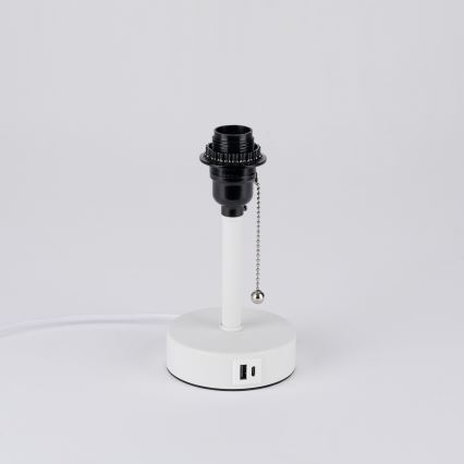 Brilagi - Stalinė lempa su USB jungtimi TABLON 1xE27/25W/230V balta/kreminė