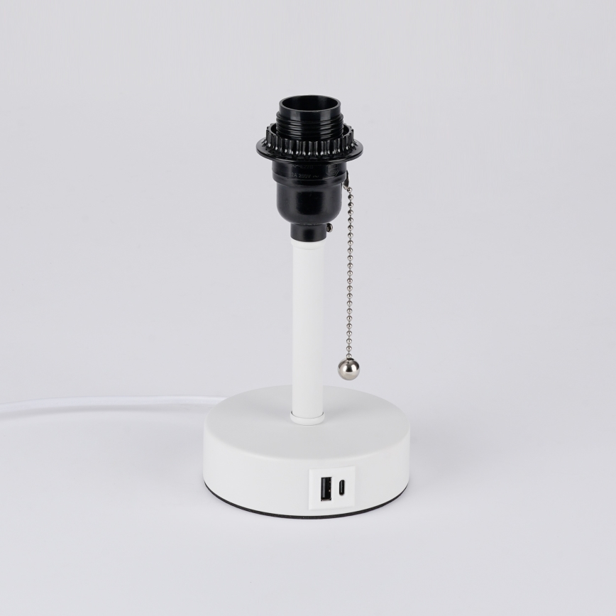 Brilagi - stalinė lempa su USB jungtimi TABLON 1xE27/25W/230V balta/pilka