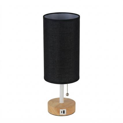 Brilagi - Stalinė lempa su USB lizdu TABLON 1xE27/25W/230V ąžuolas/balta/juoda