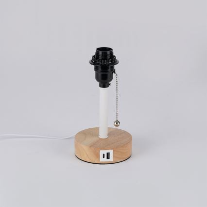 Brilagi - Stalinė lempa su USB lizdu TABLON 1xE27/25W/230V ąžuolas/balta/juoda